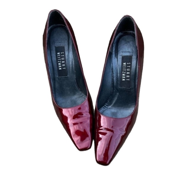 Stuart Weitzman Shoes - Stuart Weitzman Wine Patent Leather Pumps SZ.8.5. #005